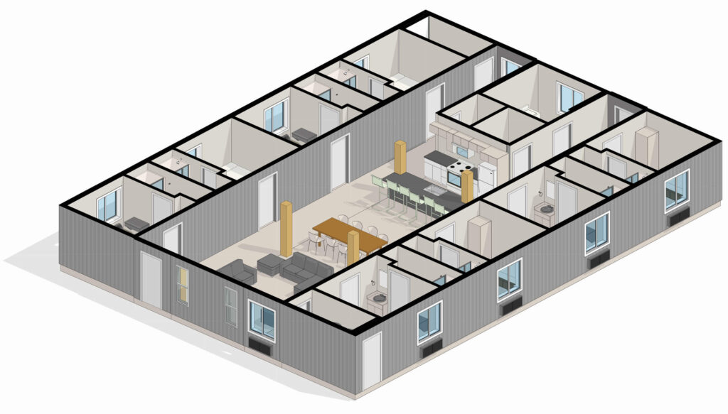 Colored Floor Plan of Sleeper Communal Kitchen